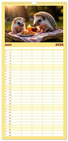 Produktbild: Familienplaner 2026 - Stachelstars mit 5 Spalten (Wandkalender, 21 x 45 cm) CALVENDO