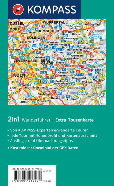 Produktbild: KOMPASS Wanderf&uuml;hrer Bergisches Land, Naturpark zwischen Rhein und Sauerland, 60 Touren mit Extra-Tourenkarte