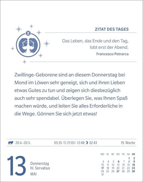Produktbild: Zwillinge Sternzeichenkalender 2027 - Tagesabrei&szlig;kalender - Ihr Horoskop f&uuml;r jeden Tag
