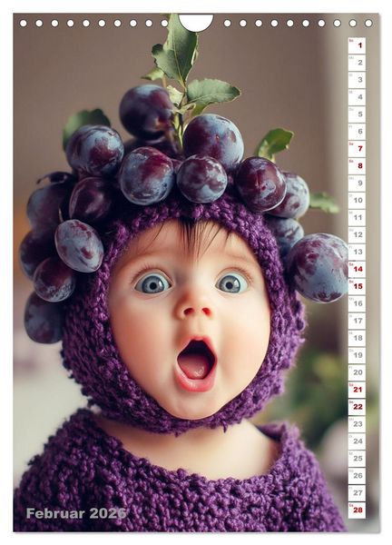 Produktbild: Babys in Bestform - Lustige Fr&uuml;chtchen (Wandkalender 2026 DIN A4 hoch), CALVENDO Monatskalender