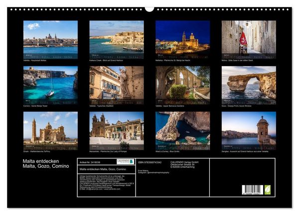 Produktbild: Malta entdecken Malta, Gozo, Comino (Wandkalender 2027 DIN A2 quer), CALVENDO Monatskalender