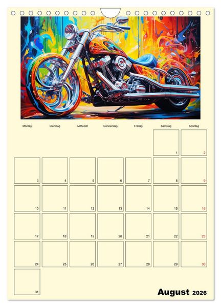 Produktbild: Custom Motorcycle Paintings (Wandkalender 2026 DIN A4 hoch), CALVENDO Monatskalender