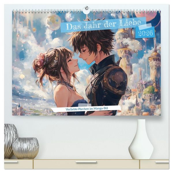Produktbild: Das Jahr der Liebe: Verliebte P&auml;rchen im Manga-Stil (hochwertiger Premium Wandkalender 2026 DIN A2 quer), Kunstdruck in Hochglanz