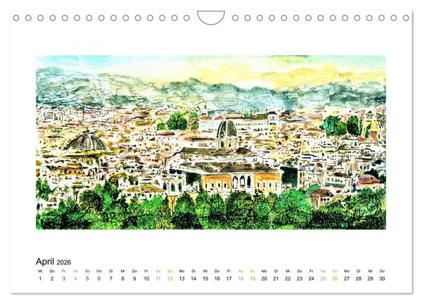 Produktbild: ROM In stillen Aquarellen (Wandkalender 2026 DIN A4 quer), CALVENDO Monatskalender