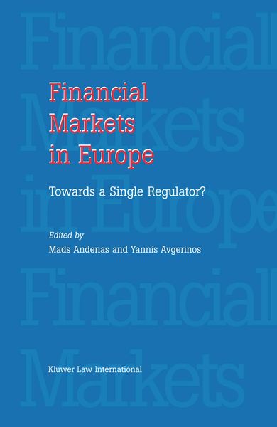 Produktbild: Financial Markets in Europe: Towards a Single Regulator