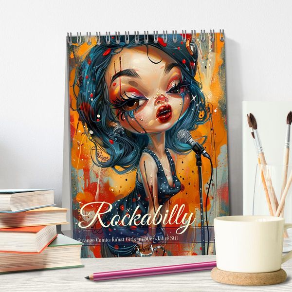 Produktbild: Rockabilly. Strange Comic-Kunst Girls im 50er-Jahre Stil (Tischkalender 2026 DIN A5 hoch), CALVENDO Monatskalender