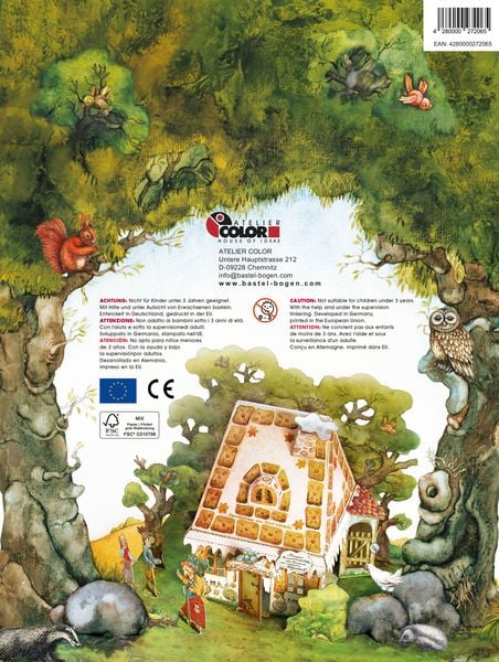 Produktbild: H&auml;nsel und Gretel basteln Bastelbogen Lebkuchenhaus Ausschneidebogen