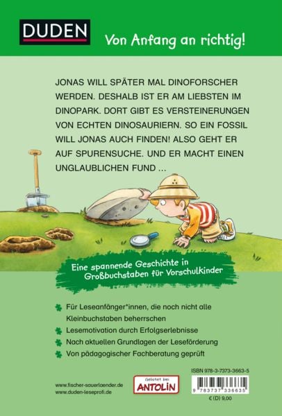 Produktbild: Duden Leseprofi &ndash; GROSSBUCHSTABEN: DAS GEHEIMNIS DER DINOSPUR, Erstes Lesen