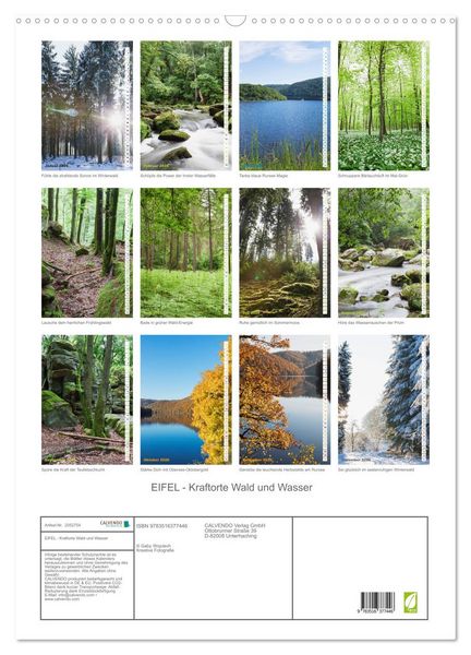 Produktbild: EIFEL - Kraftorte Wald und Wasser (Wandkalender 2026 DIN A2 hoch), CALVENDO Monatskalender