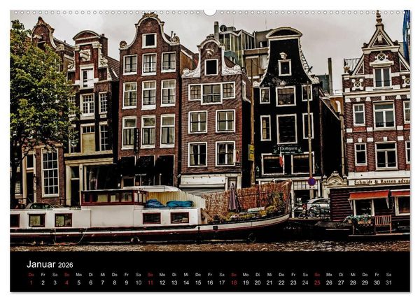 Produktbild: psychadelic Amsterdam - Stadtansichten zwischen Tag und Traum (hochwertiger Premium Wandkalender 2026 DIN A2 quer), Kunstdruck in Hochglanz