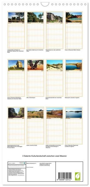Produktbild: Familienplaner 2027 - il Salento Kulturlandschaft zwischen zwei Meeren mit 5 Spalten (Wandkalender, 21 x 45 cm) CALVENDO