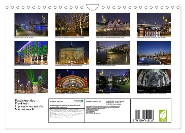 Produktbild: Faszinierendes Frankfurt - Impressionen aus der Mainmetropole (Wandkalender 2027 DIN A4 quer), CALVENDO Monatskalender