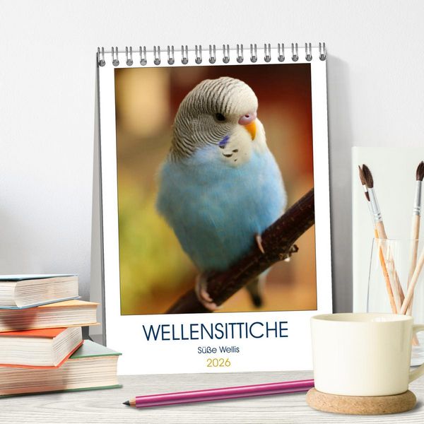 Produktbild: WELLENSITTICHE - S&uuml;&szlig;e Wellis (Tischkalender 2026 DIN A5 hoch), CALVENDO Monatskalender