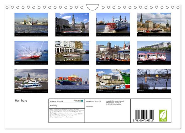 Produktbild: Hamburg (Wandkalender 2026 DIN A4 quer), CALVENDO Monatskalender