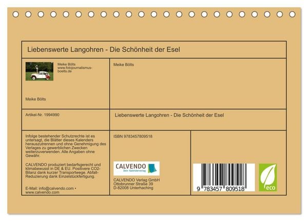 Produktbild: Liebenswerte Langohren - Die Sch&ouml;nheit der Esel (Tischkalender 2026 DIN A5 quer), CALVENDO Monatskalender