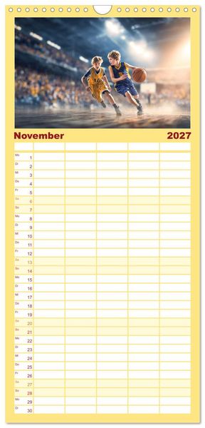 Produktbild: Familienplaner 2027 - Basketball - Kids in Action mit 5 Spalten (Wandkalender, 21 x 45 cm) CALVENDO