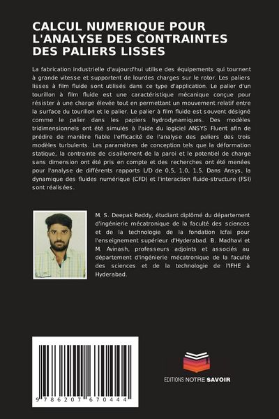 Produktbild: Calcul Numerique Pour L'analyse des Contraintes des Paliers Lisses