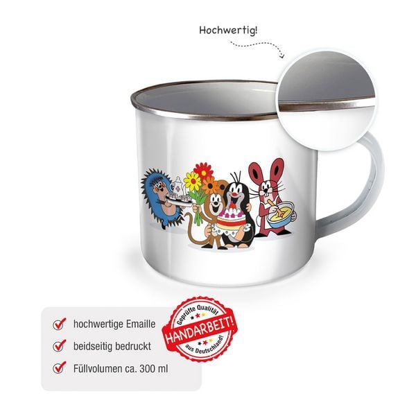 Produktbild: TR&Ouml;TSCH- Der kleine Maulwurf Emailletasse Torte: Kaffeetasse Teetasse Geschenkidee Geschenk Tasse Emaillebecher