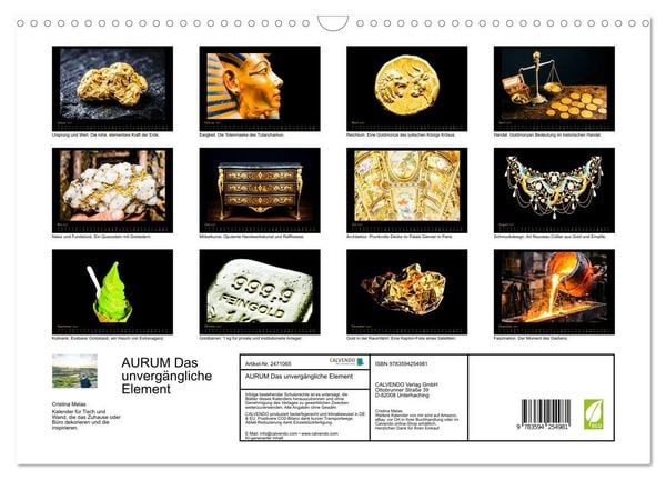 Produktbild: AURUM Das unverg&auml;ngliche Element (Wandkalender 2027 DIN A3 quer), CALVENDO Monatskalender