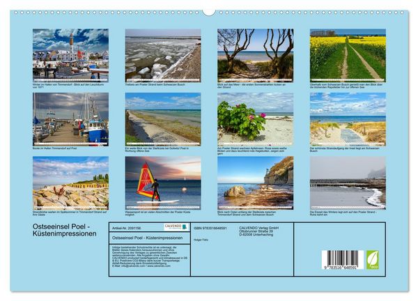 Produktbild: Ostseeinsel Poel - K&uuml;stenimpressionen (hochwertiger Premium Wandkalender 2026 DIN A2 quer), Kunstdruck in Hochglanz