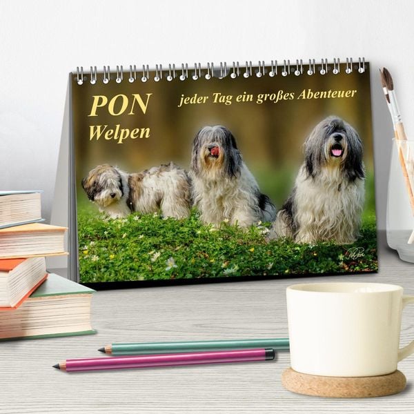 Produktbild: PON - Welpen, jeder Tag ein gro&szlig;es Abenteuer (Tischkalender 2026 DIN A5 quer), CALVENDO Monatskalender