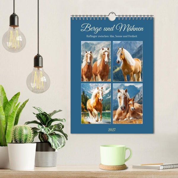 Produktbild: Berge und M&auml;hnen. Haflinger zwischen Alm, Sonne und Freiheit (Wandkalender 2027 DIN A4 hoch), CALVENDO Monatskalender