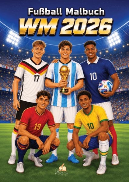 Produktbild: WM 2026 Fu&szlig;ball Malbuch f&uuml;r Kinder ab 6 Jahren mit 70 authentischen Spielerzeichnungen