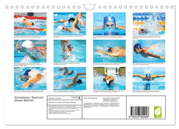 Produktbild: Schwimmen: Sport auf blauen Bahnen (Wandkalender 2027 DIN A4 quer), CALVENDO Monatskalender
