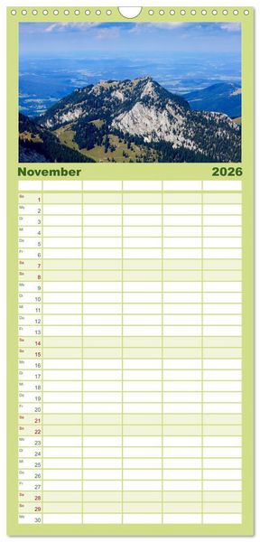 Produktbild: Familienplaner 2026 - Mangfallgebirge mit 5 Spalten (Wandkalender, 21 x 45 cm) CALVENDO