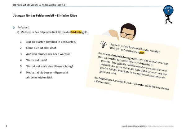 Produktbild: Der Trick mit den Verben im Feldermodell &ndash; Trainingsheft