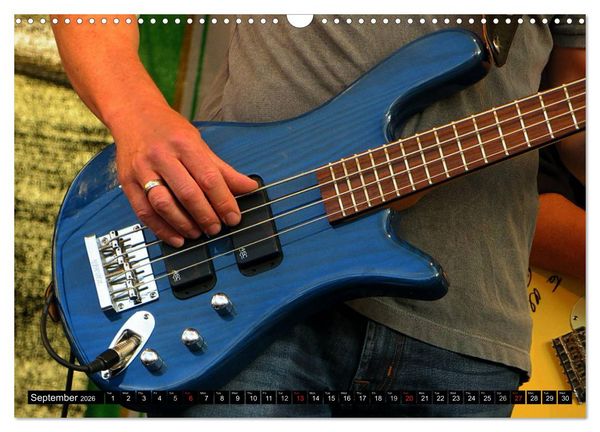 Produktbild: BASS GUITARS put into the spotlight (Wall Calendar 2026 DIN A3 landscape), CALVENDO 12 Month Wall Calendar