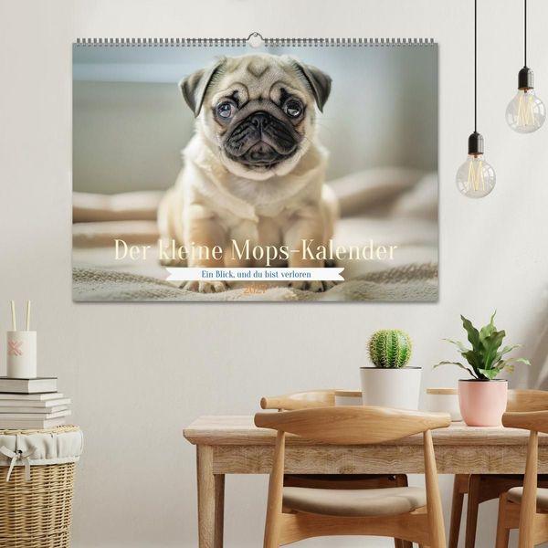 Produktbild: Der kleine Mops-Kalender (Wandkalender 2027 DIN A2 quer), CALVENDO Monatskalender