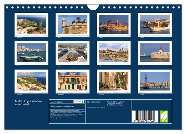 Produktbild: Malta. Impressionen einer Insel (Wandkalender 2027 DIN A4 quer), CALVENDO Monatskalender