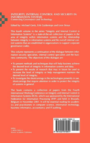Produktbild: Integrity, Internal Control and Security in Information Systems