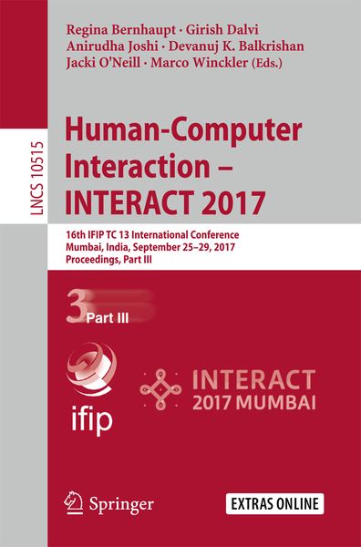 Produktbild: Human-Computer Interaction &ndash; INTERACT 2017