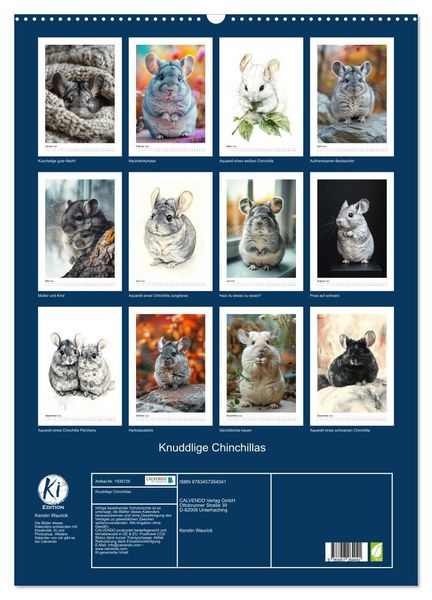 Produktbild: Knuddlige Chinchillas (Wandkalender 2026 DIN A2 hoch), CALVENDO Monatskalender