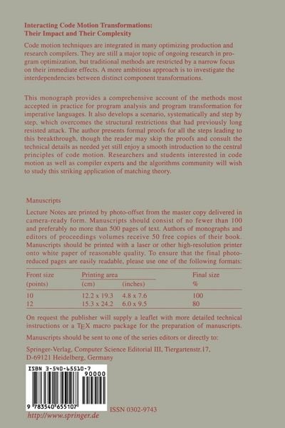 Produktbild: Interacting Code Motion Transformations: Their Impact and Their Complexity