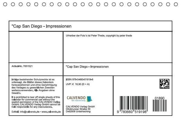 Produktbild: "Cap San Diego" - Impressionen (Tischkalender immerw&auml;hrend DIN A5 quer)