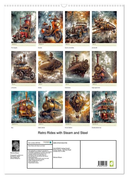 Produktbild: Retro Rides with Steam and Steel (Wall Calendar 2026 DIN A2 portrait), CALVENDO 12 Month Wall Calendar