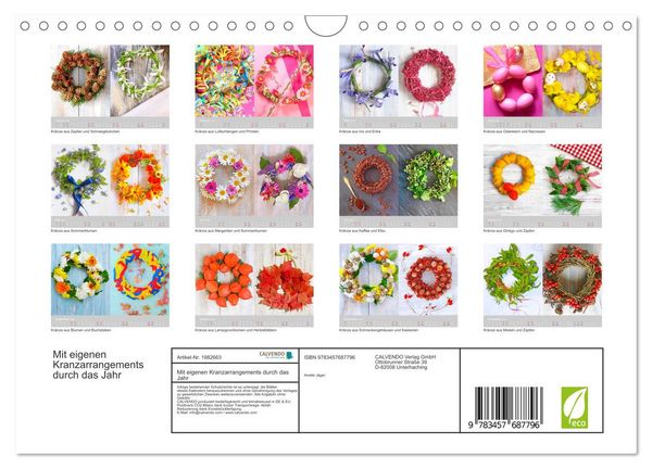 Produktbild: Mit eigenen Kranzarrangements durch das Jahr (Wandkalender 2026 DIN A4 quer), CALVENDO Monatskalender