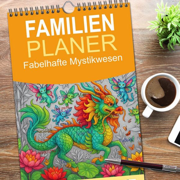 Produktbild: Familienplaner 2026 - Fabelhafte Mystikwesen mit 5 Spalten (Wandkalender, 21 x 45 cm) CALVENDO