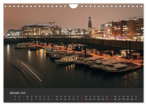 Produktbild: Hamburger Hafen bei Nacht (Wandkalender 2026 DIN A4 quer), CALVENDO Monatskalender