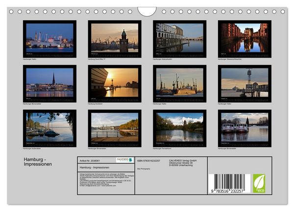Produktbild: Hamburg - Impressionen (Wandkalender 2026 DIN A4 quer), CALVENDO Monatskalender