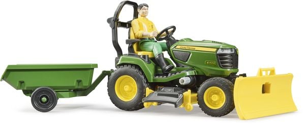 Bruder - bworld John Deere Aufsitzrasenmähermit Anhänger und Gärtner