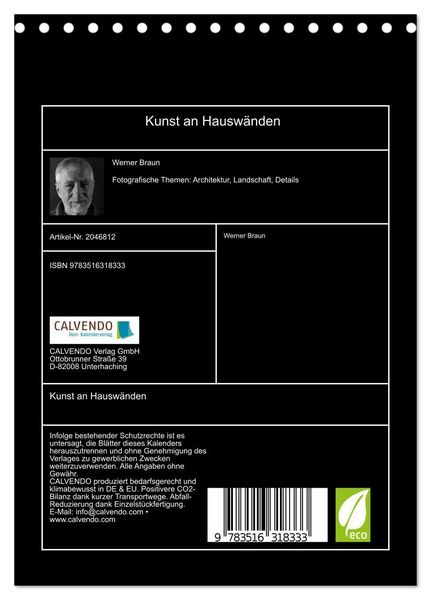 Produktbild: Kunst an Hausw&auml;nden (Tischkalender 2026 DIN A5 hoch), CALVENDO Monatskalender