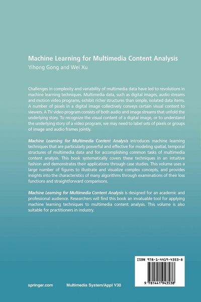 Produktbild: Machine Learning for Multimedia Content Analysis