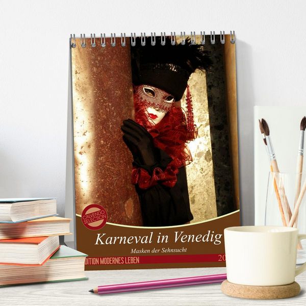 Produktbild: Masken der Sehnsucht - Karneval in Venedig (Tischkalender 2026 DIN A5 hoch), CALVENDO Monatskalender