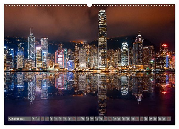 Produktbild: Hong Kong Citylights (hochwertiger Premium Wandkalender 2026 DIN A2 quer), Kunstdruck in Hochglanz