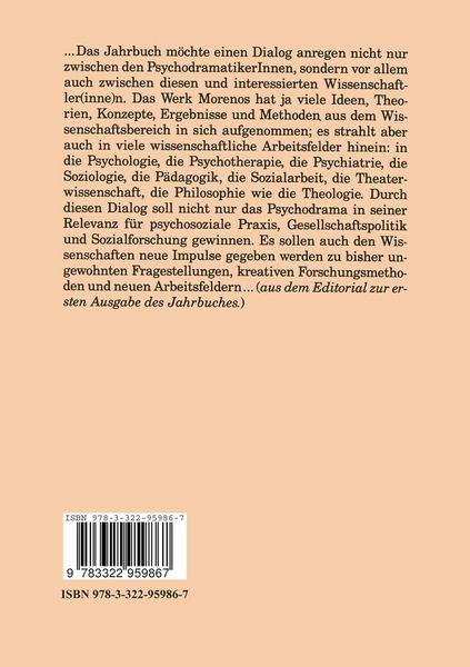 Produktbild: Jahrbuch f&uuml;r Psychodrama, psychosoziale Praxis & Gesellschaftspolitik 1994