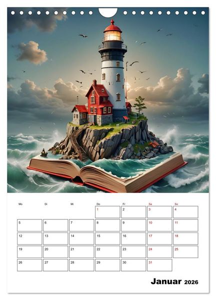 Produktbild: Magische surreale Buchwelten (Wandkalender 2026 DIN A4 hoch), CALVENDO Monatskalender